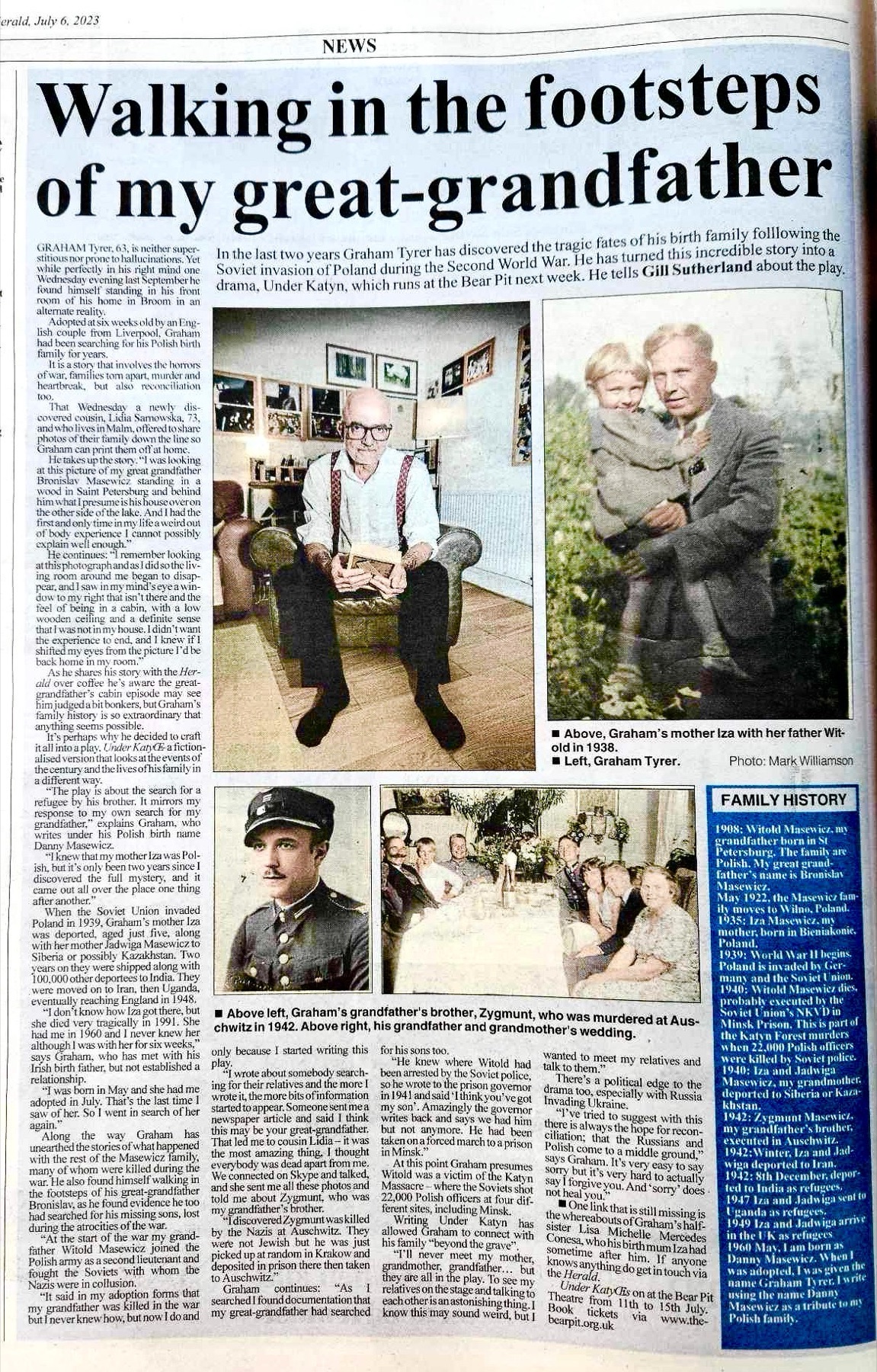 Newspaper feature on Under Katyń