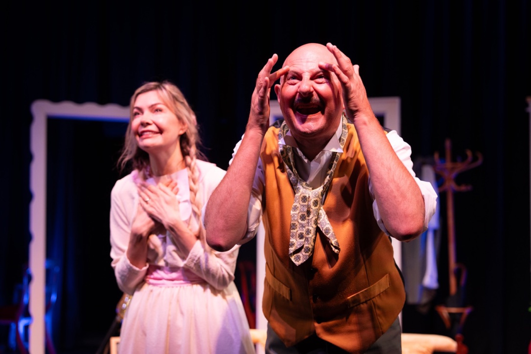 A comic stage moment from Mrs Dulska